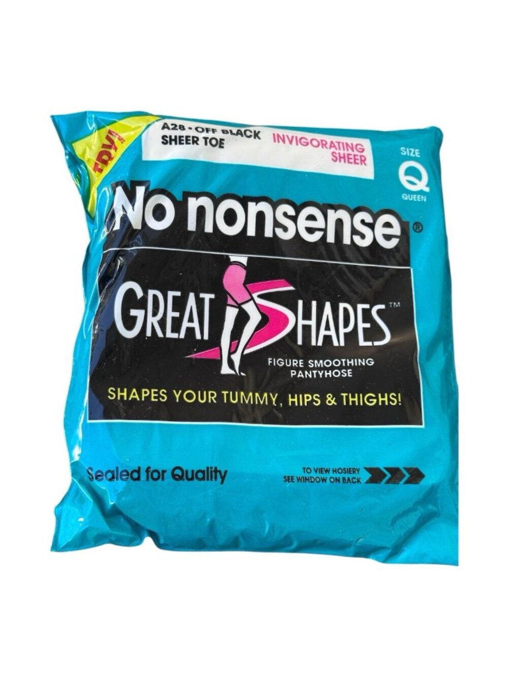 Vintage No Nonsense Shapes Figure Smoothing Pantyhose Sheer Toe Off Black Size Q